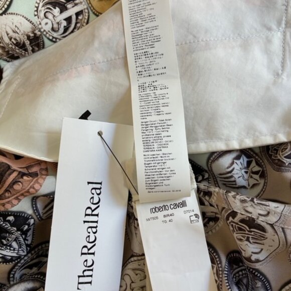 Roberto Cavalli Silk Coat Trench IT40 US4 Coins Fornasetti Copper Gold Small - Picture 10 of 15